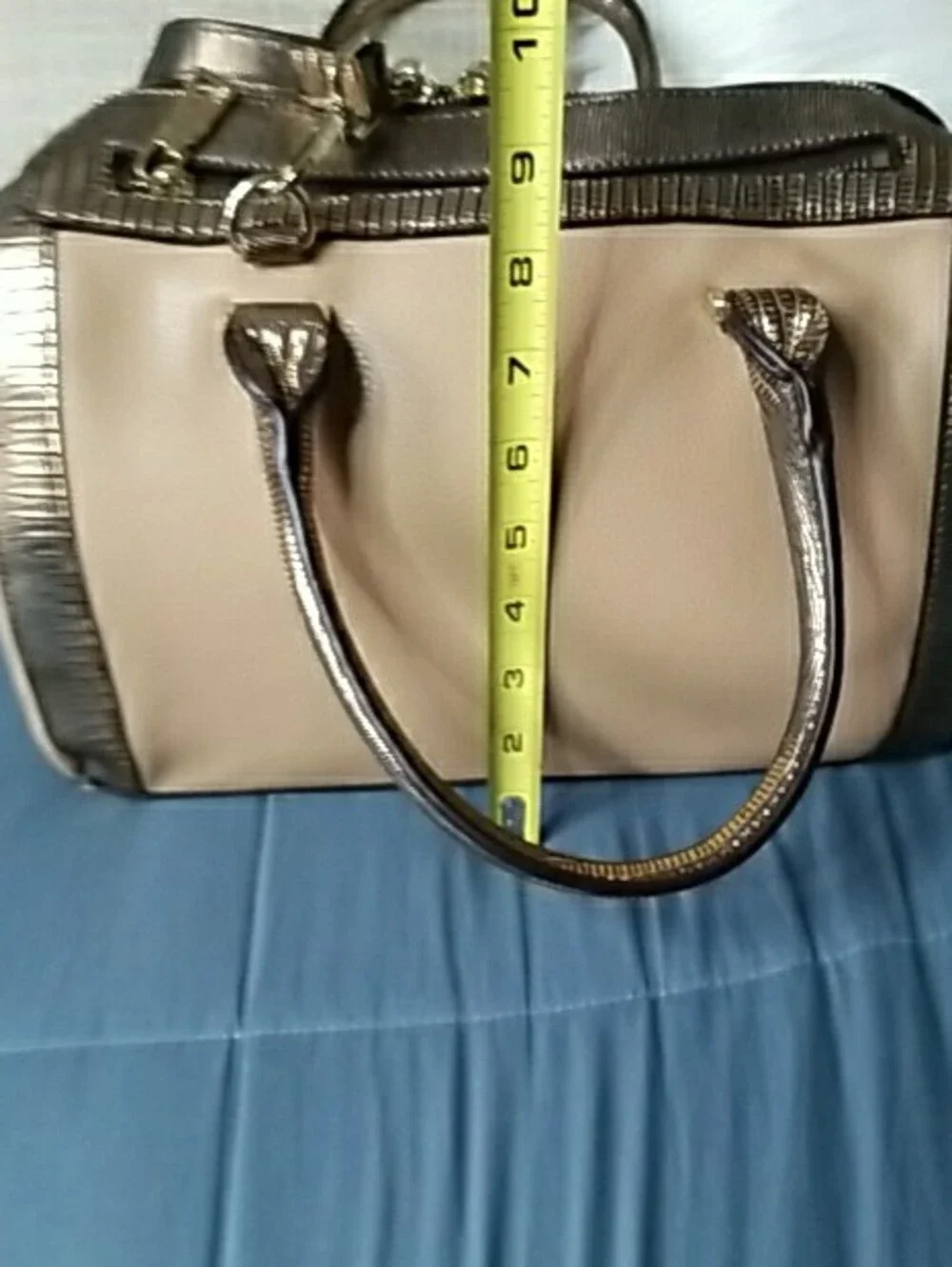 Nicole Lee Metallic Brown Satchel with Multicolor Beadwork